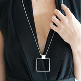 TUOHI Jewelry MUOTO Square Pendant Necklace, Large